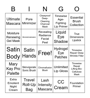 Mary Kay BINGO Card