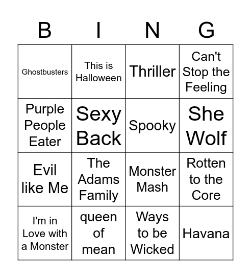 Halloween Lovers Bingo Card