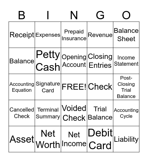 Accounting Bingo Card