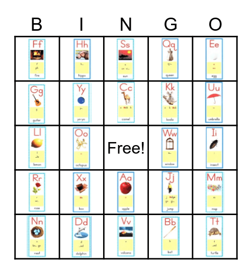 Sound Spelling Cards Bingo Card