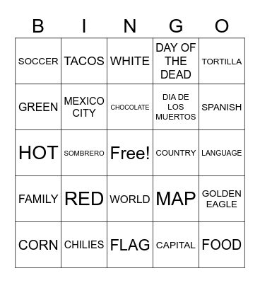 MEXICO Bingo Card