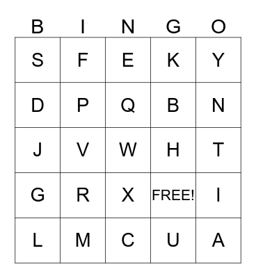 THE ALPHABET Bingo Card