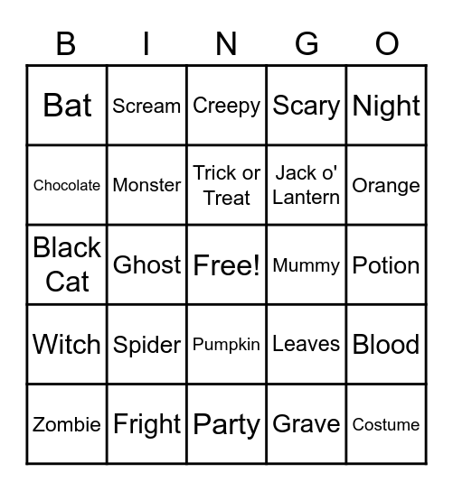 Halloween Bingo Card