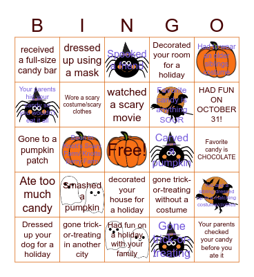 Halloween BINGO Card