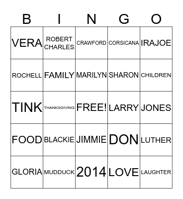HAPPY THANKSGIVING Bingo Card