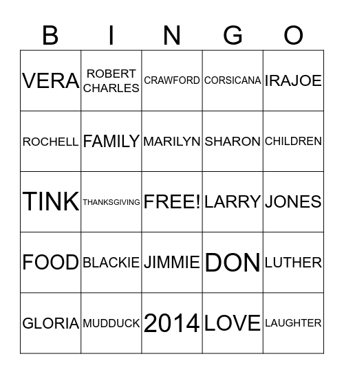 HAPPY THANKSGIVING Bingo Card