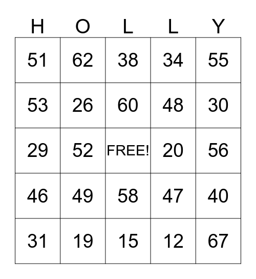 Bingo Christmas Bingo Card