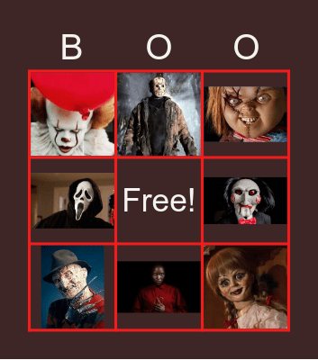 BOO! Horror Movies Bingo Card