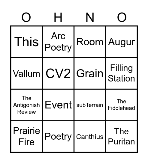 Poetry Rejection Bingo! Bingo Card