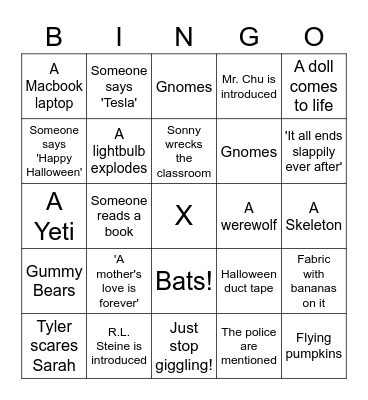 Goosebumps 2 Bingo Card