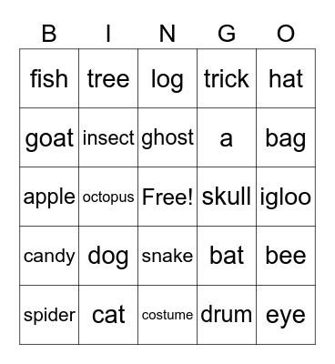 ABC Bingo Card