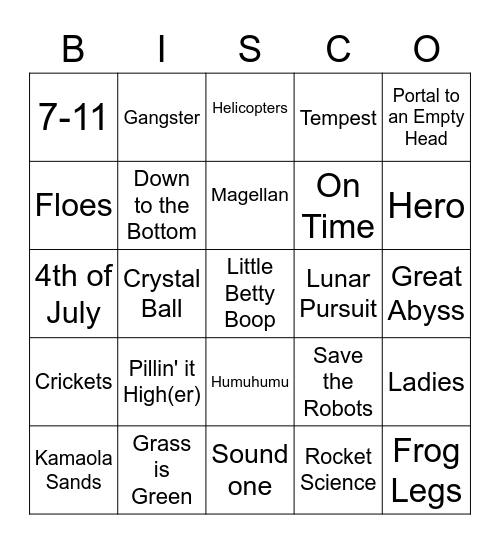 Halloween BISCO Bingo Card