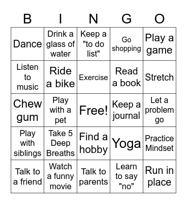 Relaxation Bingo! Bingo Card