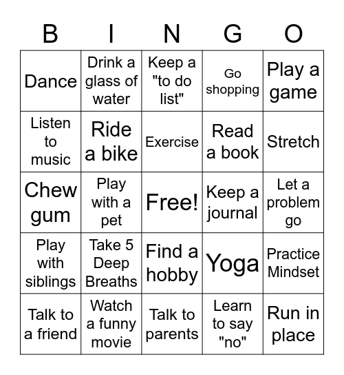 Relaxation Bingo! Bingo Card