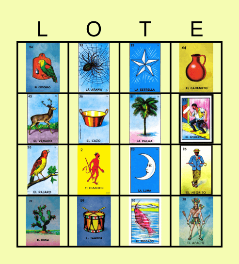 Tarjeta de Bingo La loteriaTarjeta de Bingo La loteria  