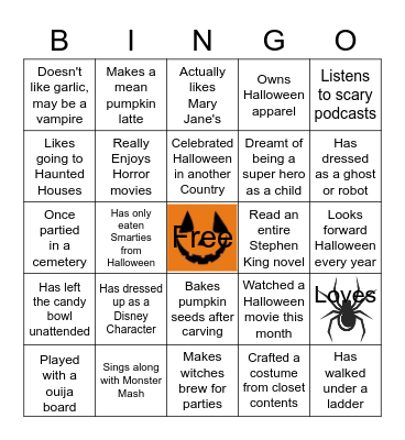 Halloween Bingo! Bingo Card