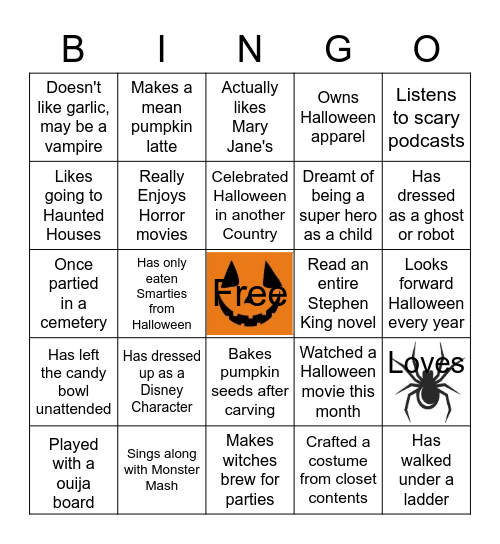 Halloween Bingo! Bingo Card