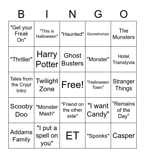 PTK Halloween Bingo Card