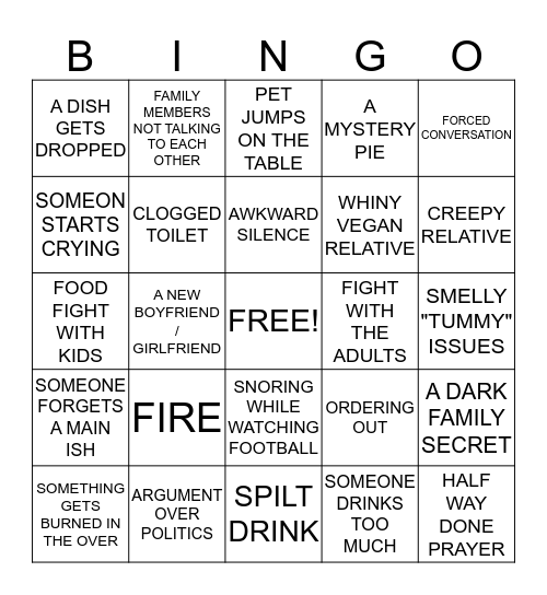 THANKSGIVING BINGO Card