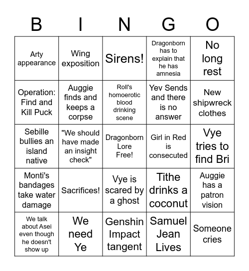 Chime: Halloween Session Bingo Card
