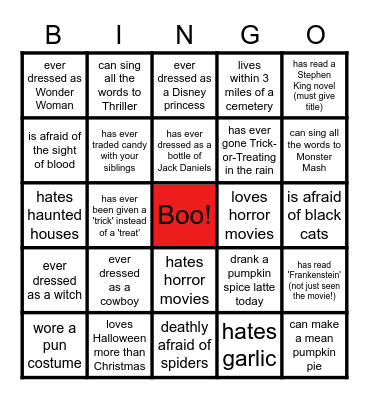 SEI Halloween Bingo Card