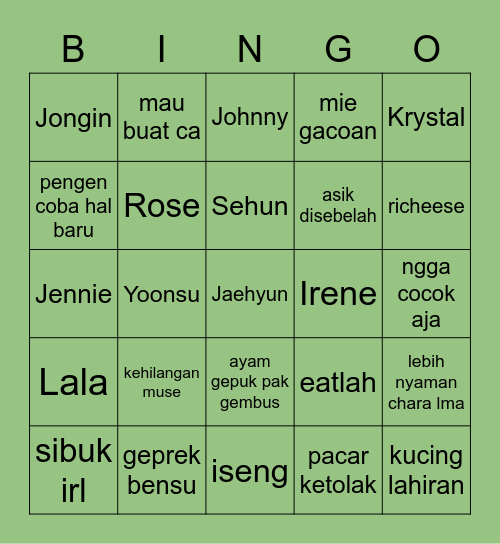 Saerom 🌈 Bingo Card