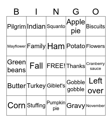 Thanksgiving  Bingo Card