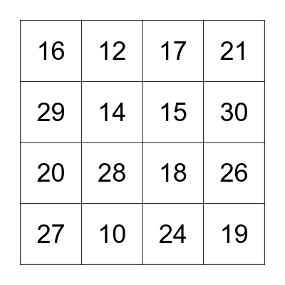 Numbers in French - BINGO! Bingo Card