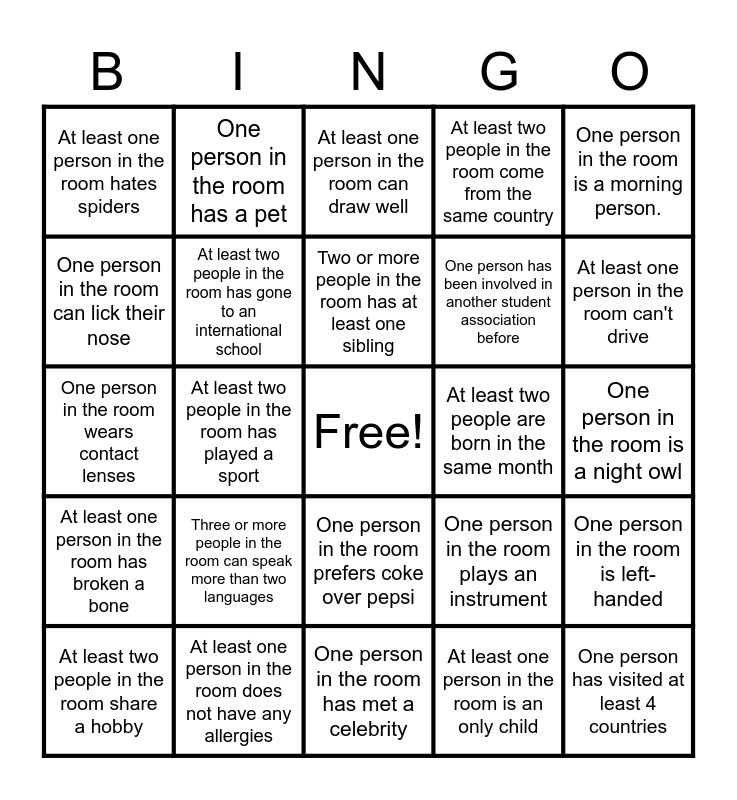Get to know each other bingo
