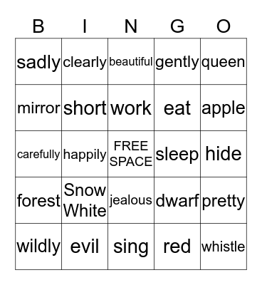 Fairy Tale Bingo Card
