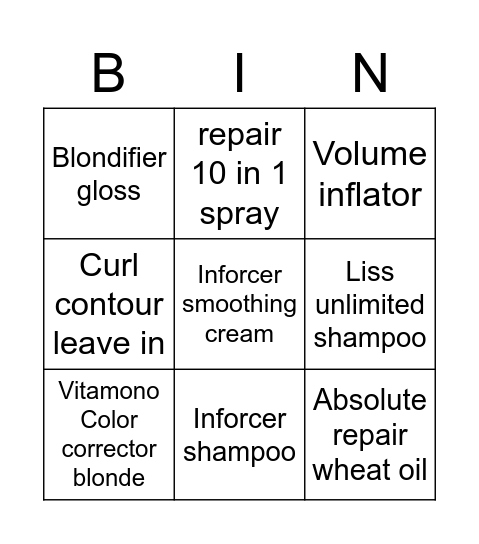 Productadvies bingo Card