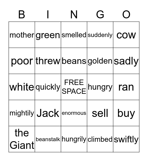Fairy Tale Bingo Card