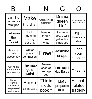 Deltora Quest Bingo Card