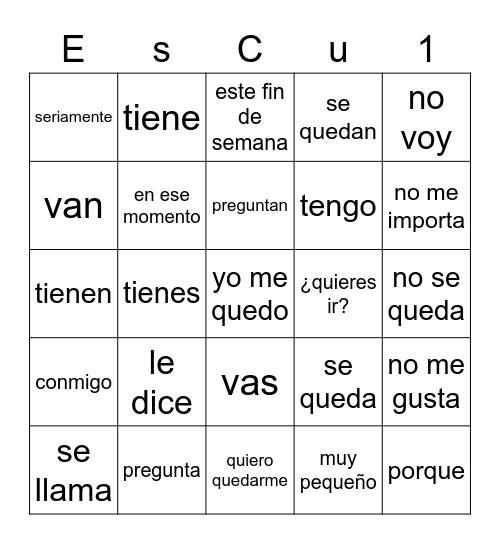 El escape cubano 1 Bingo Card