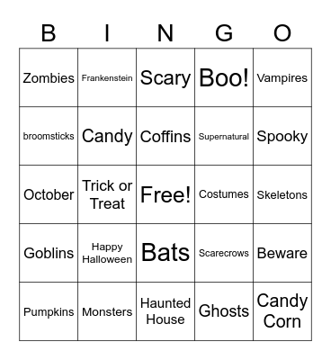 Halloween Bingo Card