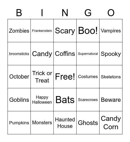 Halloween Bingo Card