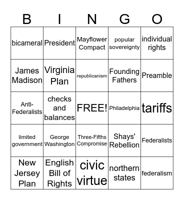 Constitution  Bingo Card