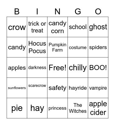 Fall! Bingo Card