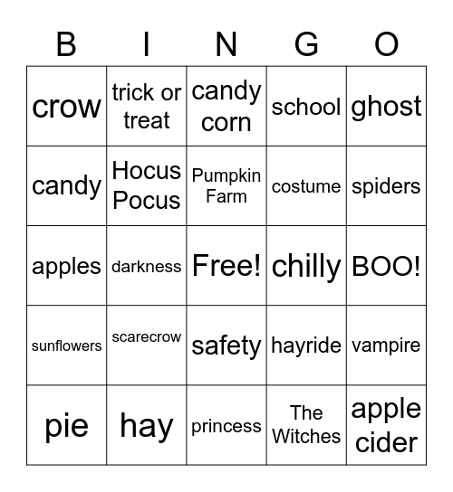 Fall! Bingo Card