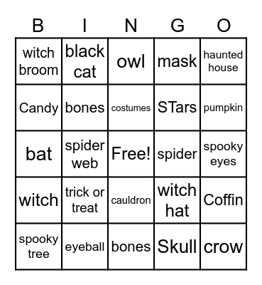 October FUN Bingo Card