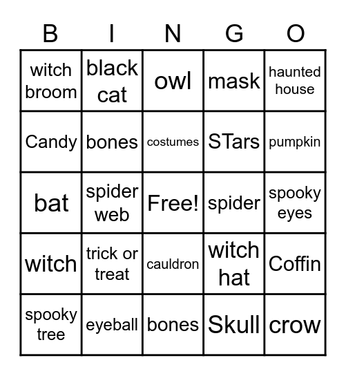 October FUN Bingo Card