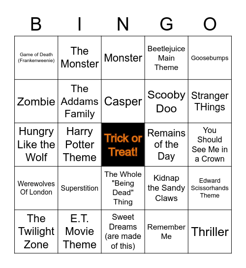 Halloween Bingo Card