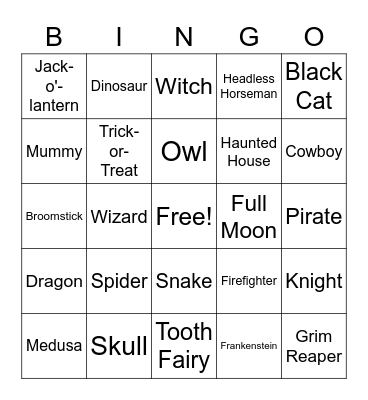 Halloween Bingo Card