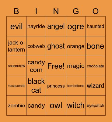 Halloween Terms (Round 1) Bingo Card