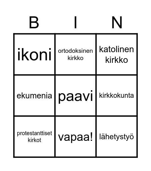 Kristinusko Bingo Card