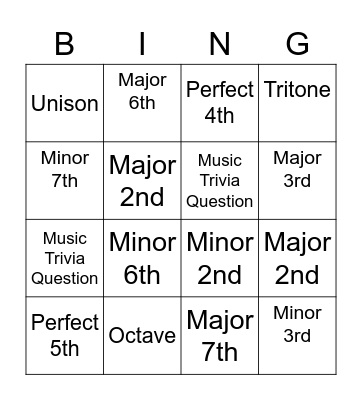 Intervals Bing(o) Bingo Card