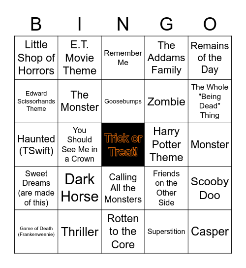 Halloween Bingo Card