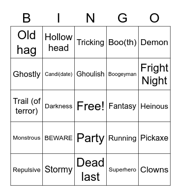 Halloween/Election Mashup Bingo Card