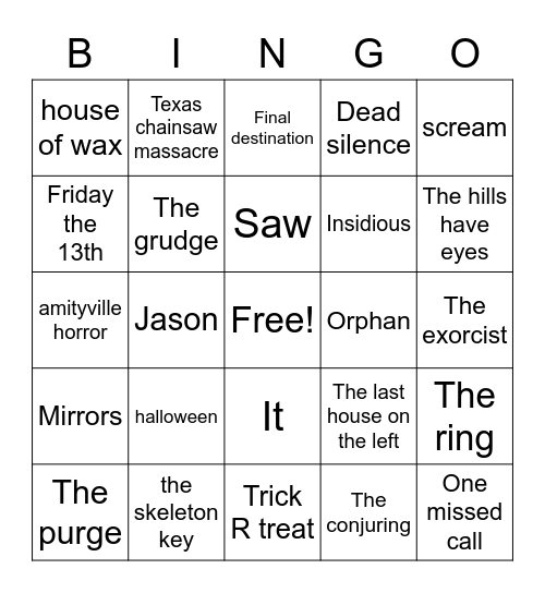 Halloween Bingo Card