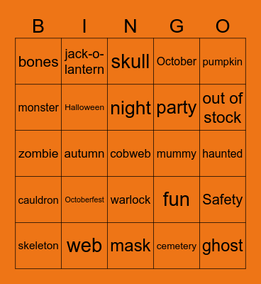 Creepy BA Bingo Card